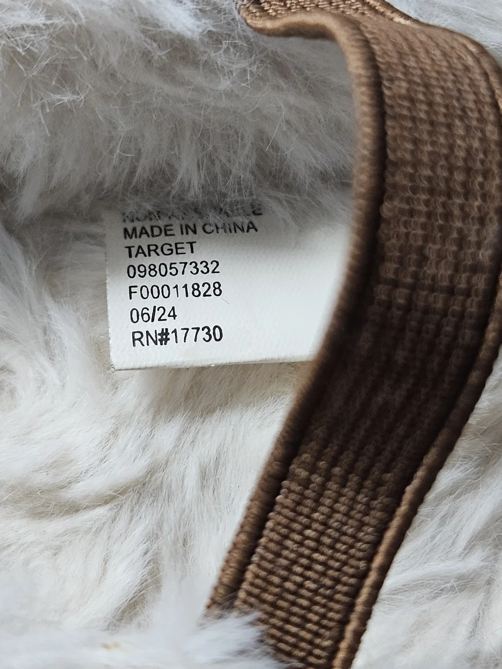 Target Girls Size 10 Brown and White Faux Fur Moccasin Slippers